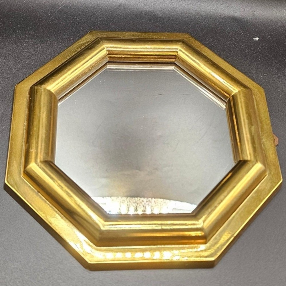 Vintage Syroco Gold Octagon Small Wall Mirror Mid Century Hollywood Regency USA